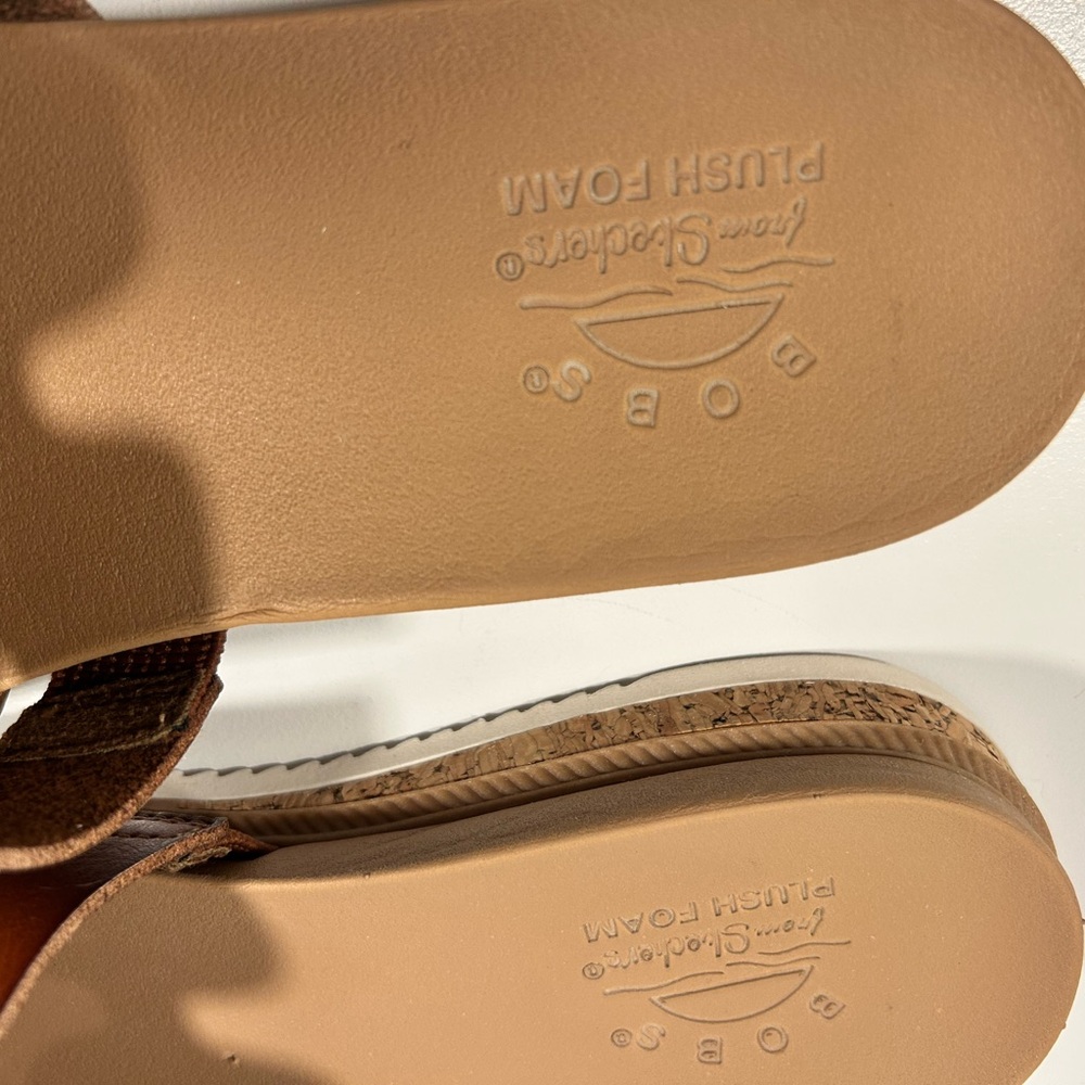 BOBS Skechers Slide Sandals Womens Size 7 Cognac Brown Cutout Comfort Slides - Picture 5 of 11